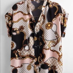 Plus Chain Print Batwing Sleeve Blouse